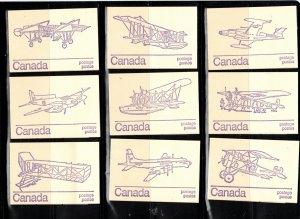 CANADA Booklets Scott # BK76 x 9 - Airplanes Different Covers