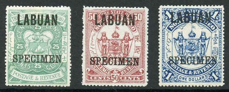 LABUAN SG80s/2s 1896 Set of Three opt SPECIMEN