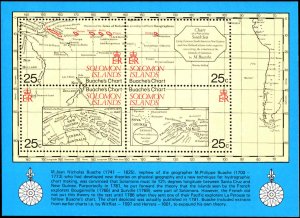 Solomon Islands #443, Complete Set, S/S Only, 1981, Maps, Never Hinged