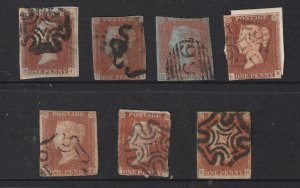 Great Britain x 7 used imperf 1d browns from 1841