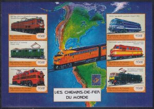 GUINEA Sc# 1923a-f MNH SHEETLET of LOCOMOTIVES of the WORLD