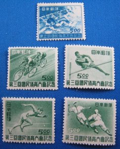 JAPAN 1948 - SCOTT # 417-421   COMPLETE SET    MH