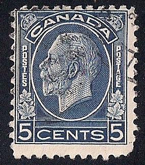 Canada #199 3 cent King George 5, Dark Blue Stamp used AVG