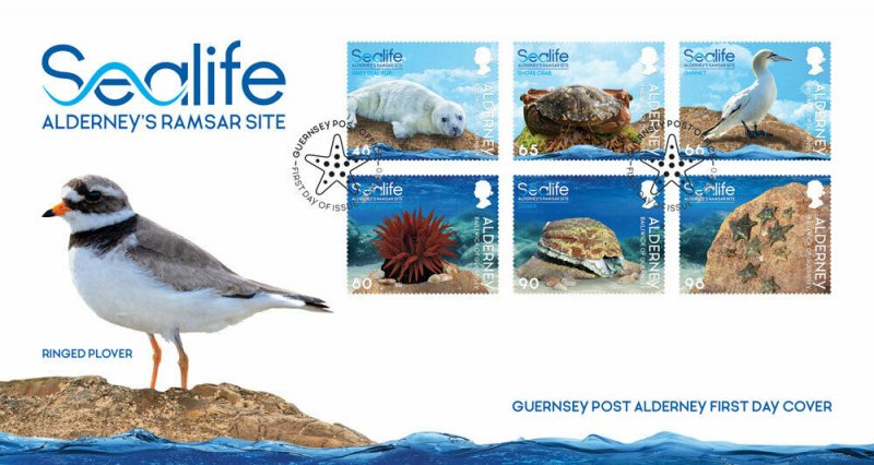 Stamps Alderney 2020. Marine life in the Ramsar region. First Day Cover