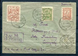 Russia German Occ. 1942 WWII Registered Cover Pskov Local Mi 10-2 CV €150 r1733s