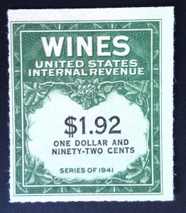 Scott #RE152 - $1.92 Yel Grn & Blk - Cordials, Wines Stamps  - Unused  - 1942