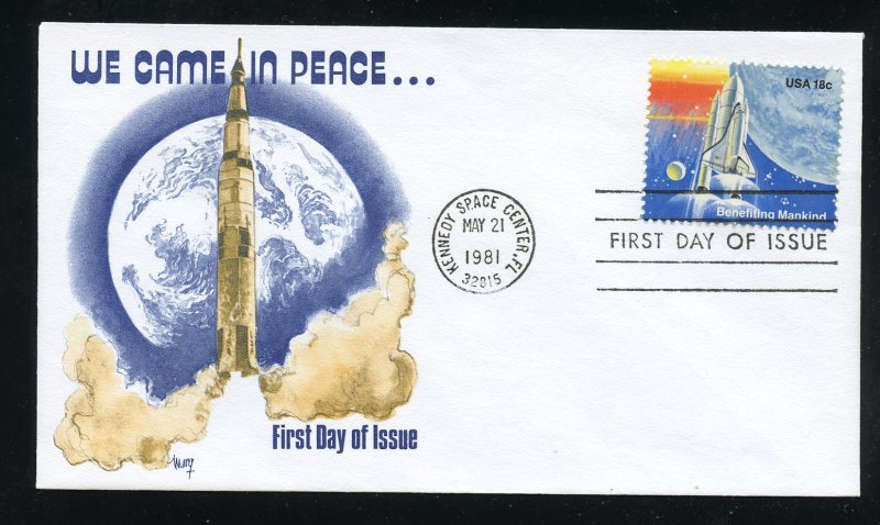 US 1917 Space Achievement - Shuttle Columbia UA Marg cachet FDC 