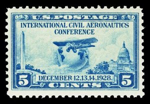 Scott 650 1928 5c Blue Aeronautics Issue Mint VF OG NH Cat $7.00