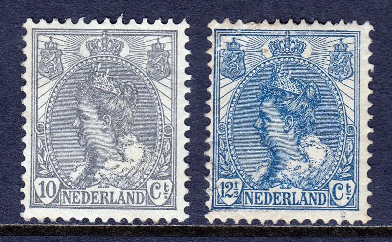 NETHERLANDS — SCOTT 67,68 — 1898 PRINCESS WILHELMINA — MH — SCV $9.50