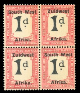 South West Africa #J19 Cat$17+ (for hinged), 1924 1p rose and black, se-tenan...