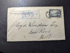 1930 Registered Canada Cover Windsor to New Rors NS Nova Scotia