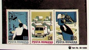 Romania Sc 2207a MNH Strip of 1970 - issue for Dunabe Flood victims