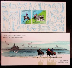 FRANCE Sc 4656(NOTE) NH SOUVENIR SHEET OF 2014 - HORSES - (CT5)