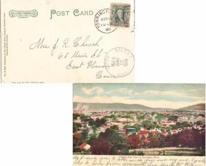 United States Connecticut Torrington 1907 numeral duplex  PPC (Birds-Eye View...