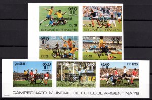 St.Thomas & Prince 1979 Sc#499/500 WORLD CUP WINNER ARGENTINA 78 IMPERFORATED