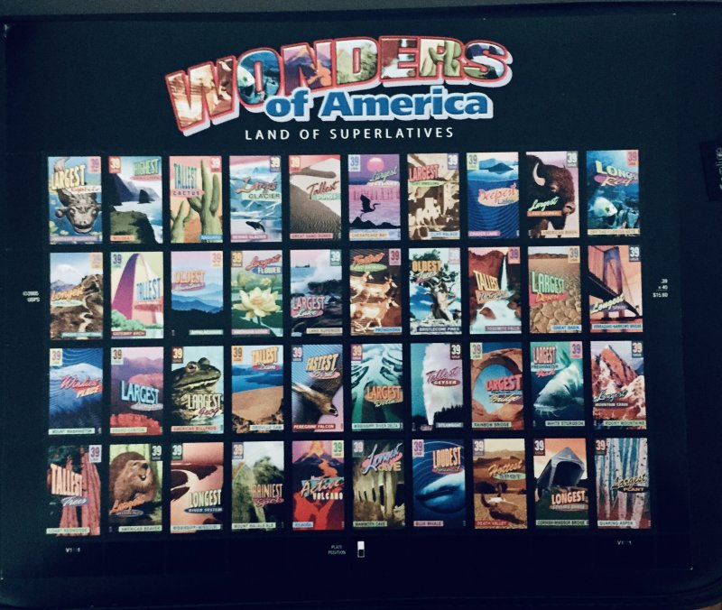 United States #4033-4072 39¢ Wonders of America (2006). Full sheet. MNH