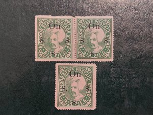 1896-97 India Feud. State Sirmur 6p Deep Green Official Stamp Error SG#67c