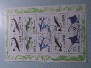 ​KOREA 1990 SC#2951-5  BEAUTIFUL LOVELY OCEAN FISHES-CTO SHEET-VERY FINE