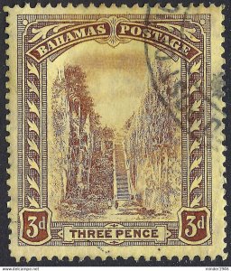 BAHAMAS 1917 KGV 3d 3d. Purple/Yellow thin paper, Queen's Staircase, Nassau S...