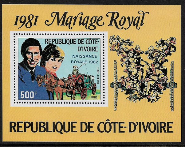 Ivory Coast #645 MNH S/Sheet - Royal Baby Overprint