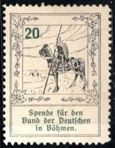 Vintage Germany Charity Poster Stamp Donation Association of Germans Bohemia