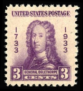 US Sc 726 XF/MNH - 1933 3¢ - Gen.  Oglethorpe - See Scans - Great Centering!