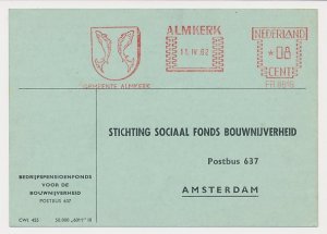 Meter card Netherlands 1962 Fish - Municipal coat of arms Almkerk