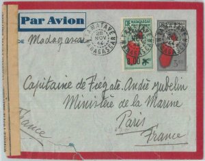 81170 - Madagascar - POSTAL HISTORY - CENSORED Airmail STATIONERY COVER 1944