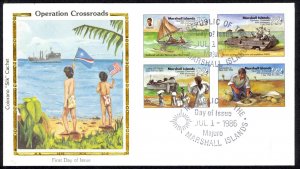 Marshall Islands Sc# 115-118 (Colorano Silk) FDC 1986 Operation Crossroads 40th