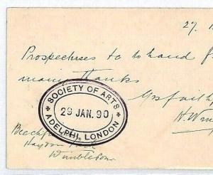 CS339 GB Superb FANCY GEOMETRIC London *ADELPHI*Cachet Stationery 1890 Card ARTS
