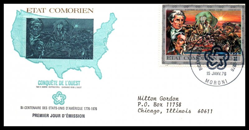 Comoro Islands 167 US Bicentennial Typed FDC