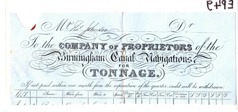 GB Cover CANAL Co Birmingham Part Contents 1858 {samwells}EP49