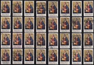 SC#1579 (10¢) Christmas Issue Singles (1975) Used Lot of 32 Stamps