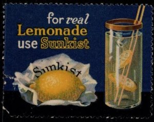 1918 US Poster Stamp For Real Lemonade Use Sunkist MNH