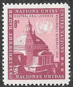 UN New York SC 62 - Central Hall Westminster - MNH - 1958