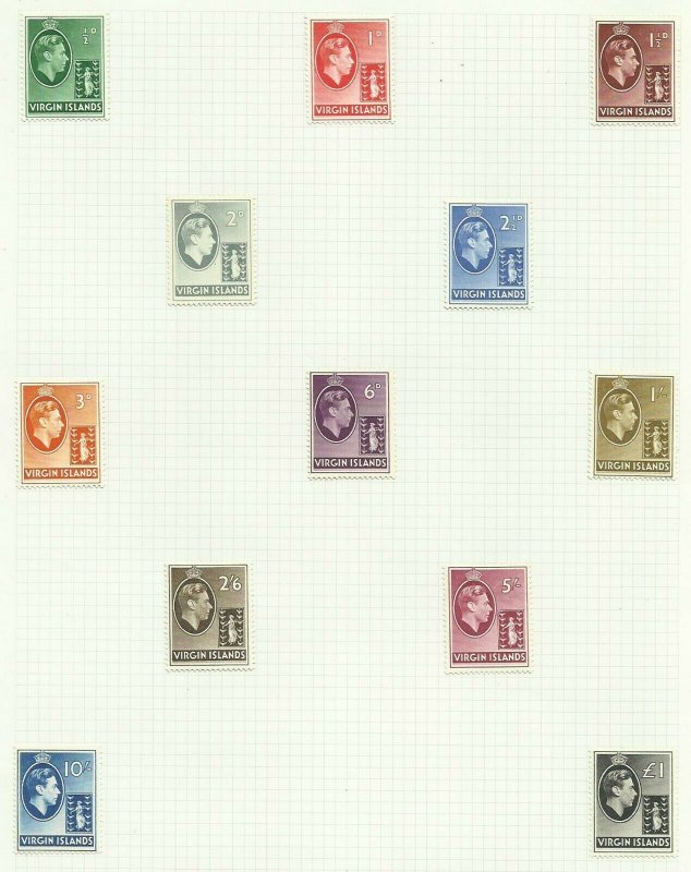 British Virgin Islands 1938 Set of 12, Sg 110-121, Hinged to page, M/M {C/P-21}