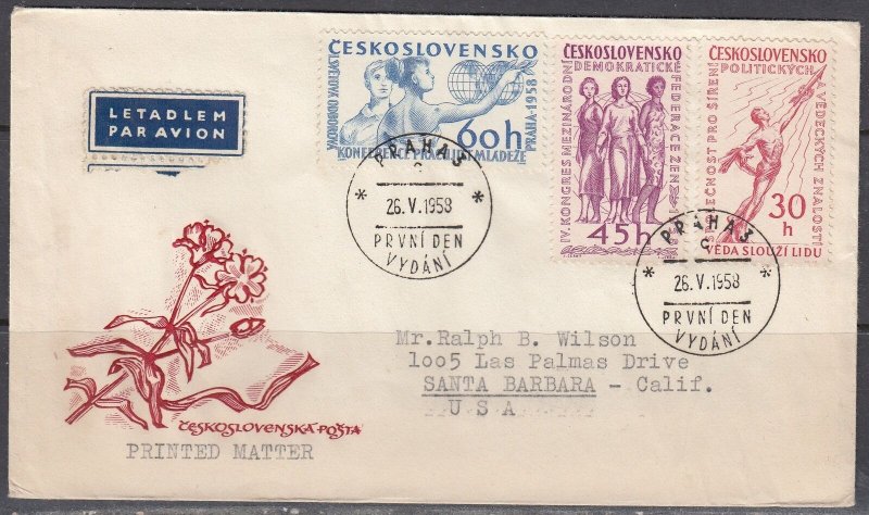 Czechoslovakia Scott 856-8 FDC - Various Conferences