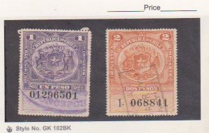 CHILE 1926 Impuesto REVENUES Stamps Used Animal & Bird 1P & 2P