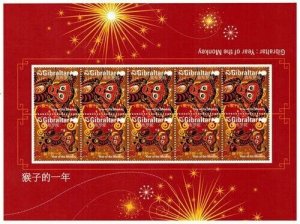 Gibraltar 2016 - Lunar year of the Monkey - Sheet of 10 stamps - MNH