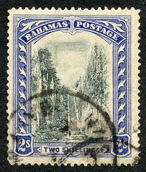 Bahamas SG113 2/- wmk Script CA Staircase