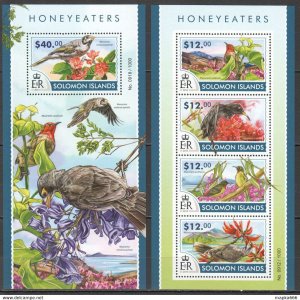 2015 Solomon Islands Birds Honeyeaters Fauna #3207-11 1+1 ** Ls447