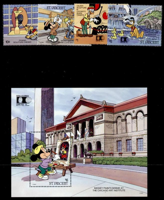 St Vincent 1612-6 MNH Disney, Chicago Art Landmarks