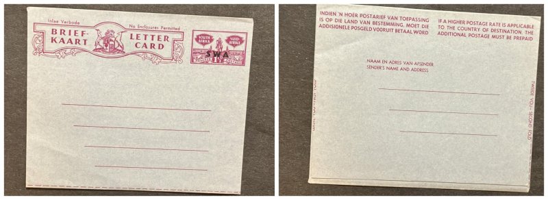 O) SOUTH AFRICA, POSTAL STATIONERY, UNUSED  LETTER CARD.  BRIEF KAART, XF