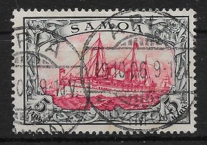 SAMOA (GERMAN) SGG19 1901 5m CARMINE & BLACK USED (s)