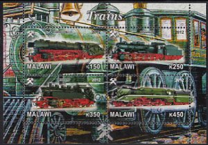Malawi 2012 used Sheet of 4 Red Trains Cinderella