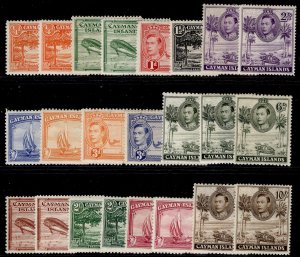 CAYMAN ISLANDS GVI SG115-126, 1938-48 set  + SHADES & PERFS, LH MINT. Cat £340.