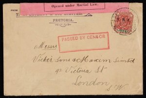 TRANSVAAL 1900 Censored Cover franked VRI Arms 1d. To London.