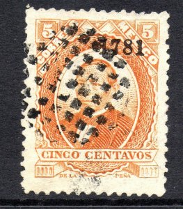 Mexico 1881 Juarez 5¢ Orange 1781 S.L.POTOSI Thin Soft Paper MX452
