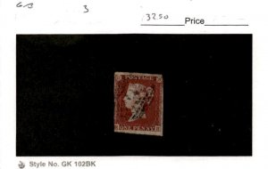 Great Britain, Postage Stamp, #3 Used, 1841 Queen Victoria (AL)