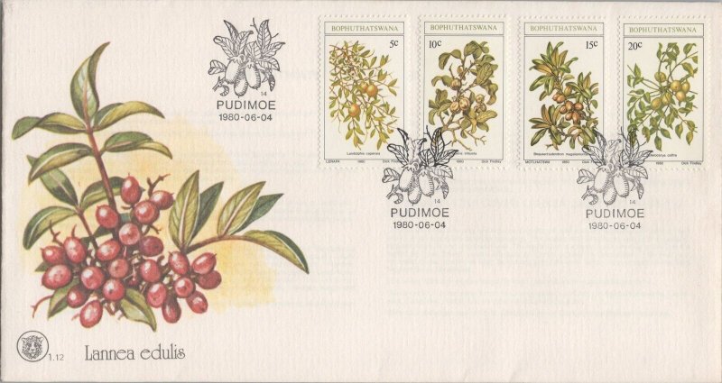 ZAYIX S. Africa Bophuthatswana 56-59 FDC Wild Fruit Berries 080522SM16